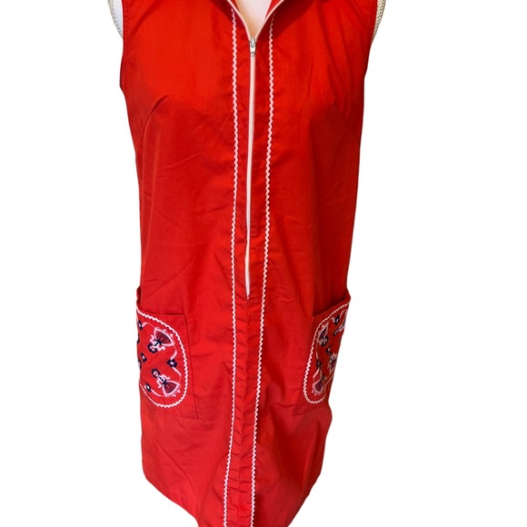 Vintage KENROSE Ken Robes Size 12 Embroidered Red Lounge Day Dress Robe Zip Up - Picture 1 of 16